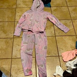 Girls cute matching hoodie and sweatpants pink purple comfy